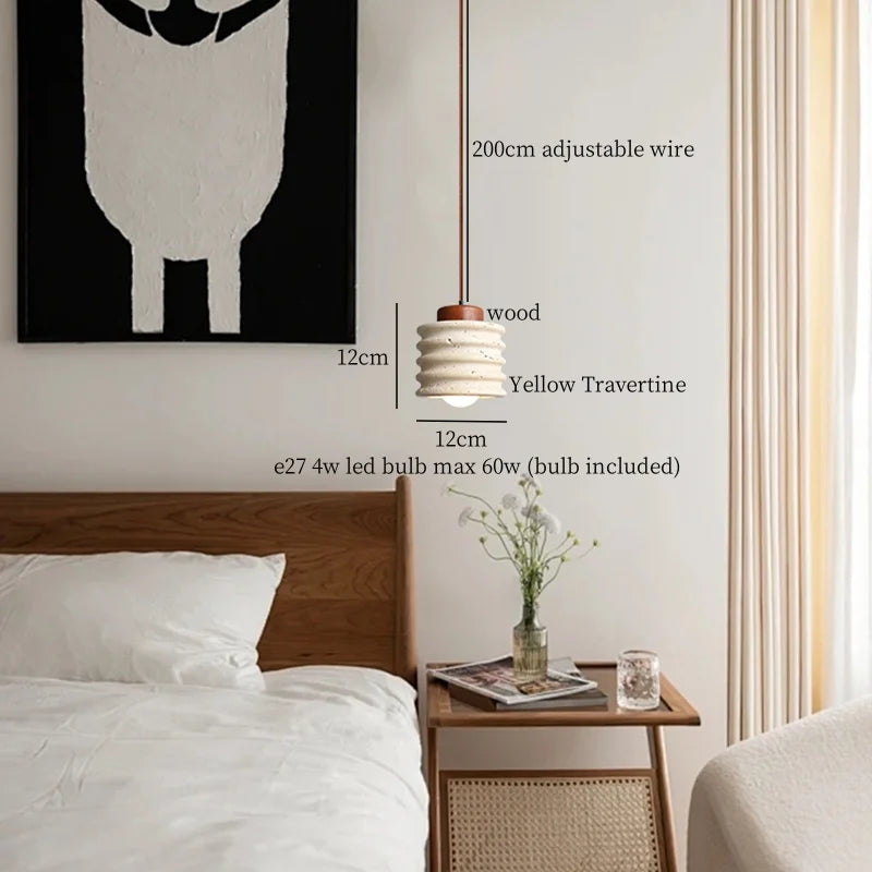 Afralia™ Yellow Travertine Wabi Sabi LED Pendant Lights for Home Decor