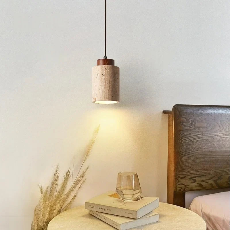 Yellow Travertine LED Pendant Lamps for Living Room Bedside Kitchen Decor