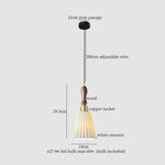 White Ceramic Brass LED Pendant Light - Vintage Japanese Hanglamp