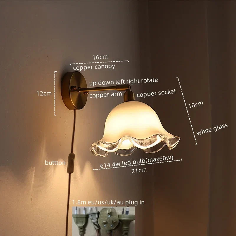 LED Copper Wall Light: Modern Nordic Interior Lamp for Bedroom, Bathroom, and Balcony