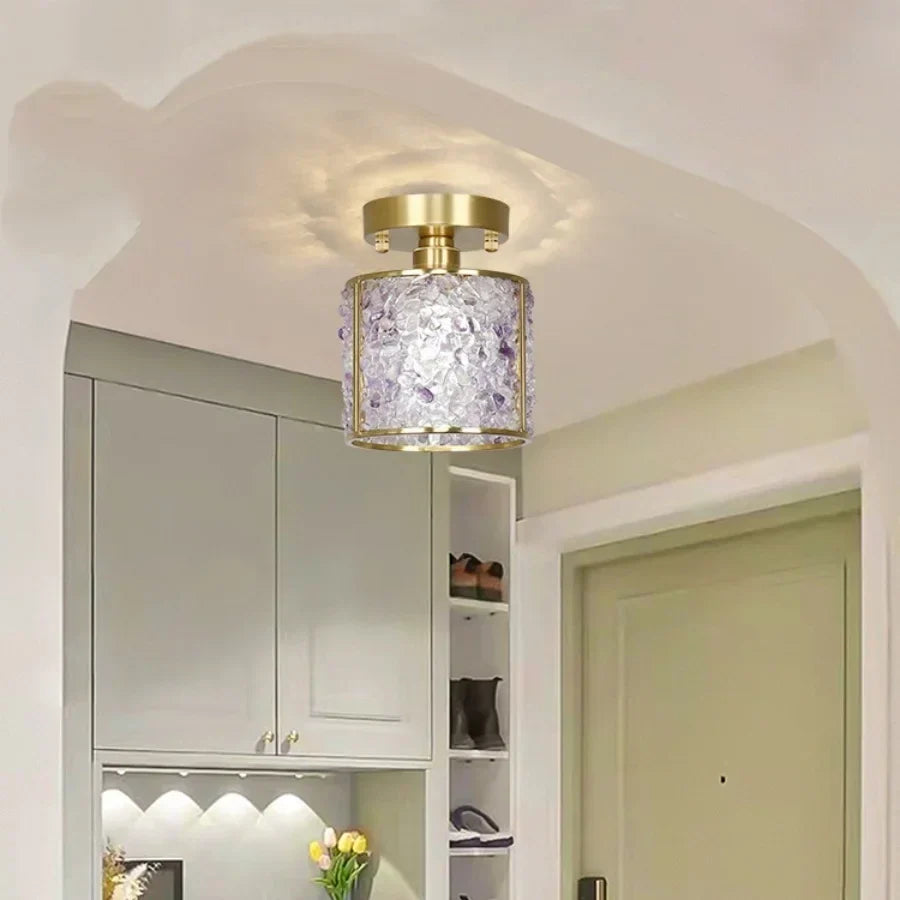 Column Glass Crystal Ceiling Light for Nordic Modern Home Decor