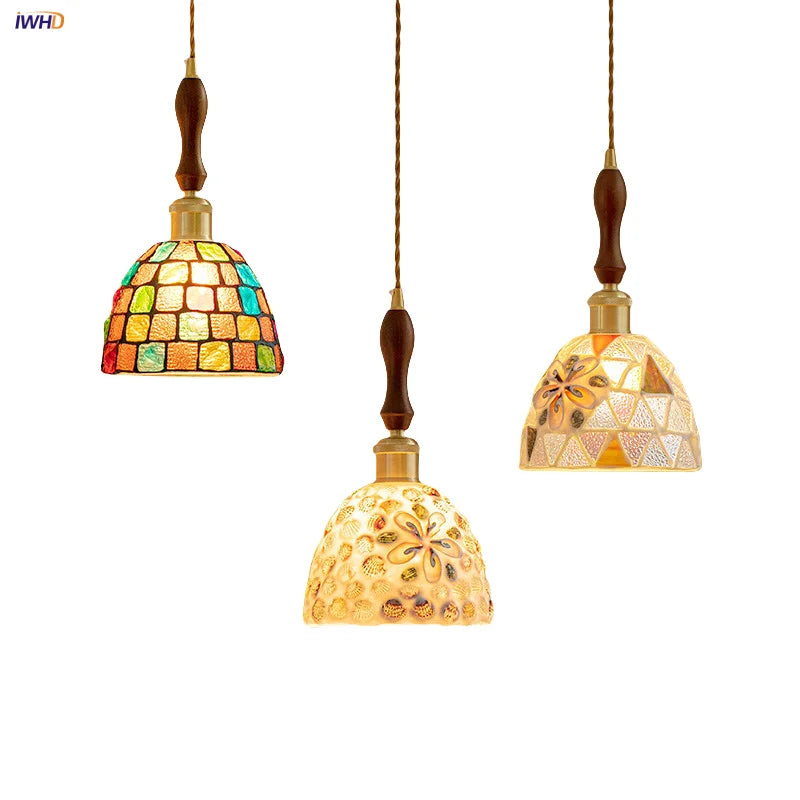 Colorful Glass Shell LED Pendant Lamp for Living & Dining Room