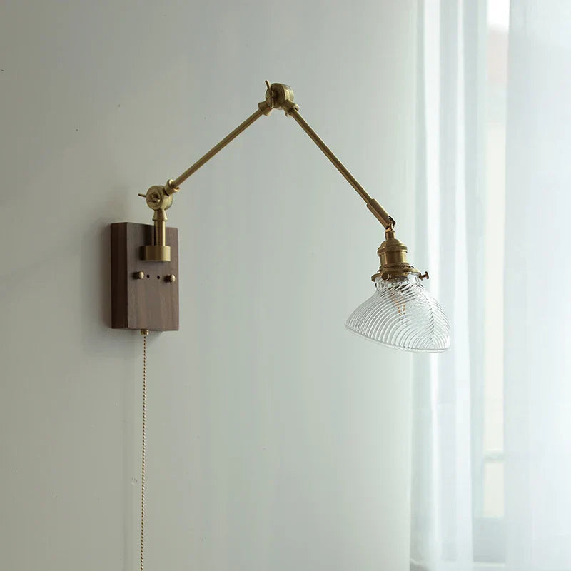 Brass LED Wall Light Fixture Rotatable Glass Stair Lamp