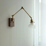 Brass LED Wall Light Fixture Rotatable Glass Stair Lamp