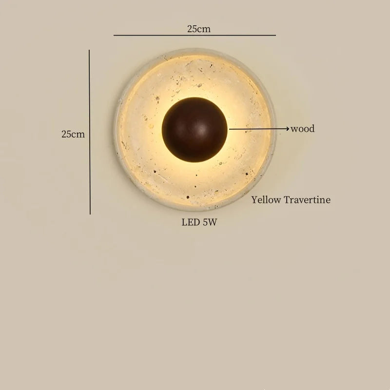 Afralia™ Nordic LED Wall Lamp Wood Yellow Travertine Mirror Light