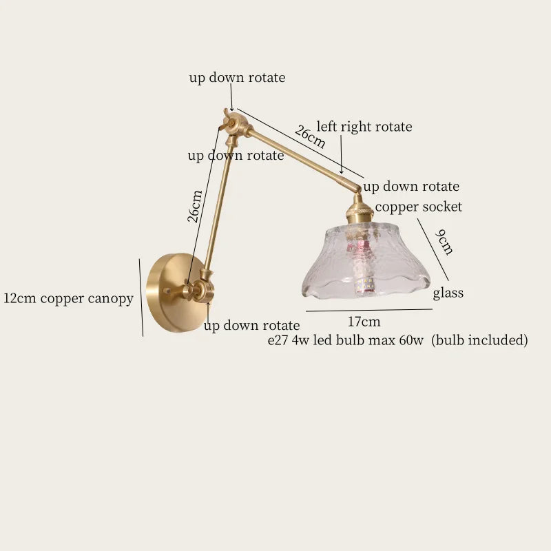 Afralia™ Cream Resin LED Wall Lights with Pull Chain Switch - Vintage Copper Bedside Lamp