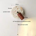 Terrazzo Stone Glass LED Wall Light Fixture with Pull Chain Switch