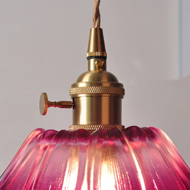 Purple Flower Glass LED Pendant Lamp - Modern Hanging Light
