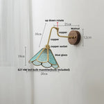 Rotating Copper LED Wall Light with Pull Chain Switch and Walnut Base