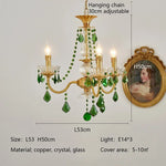 Green Crystal Chandelier for Living Room - Bohemian Style LED Pendant Lighting