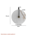 Nordic LED Wall Sconce Black Iron Round Marble Light Fixture