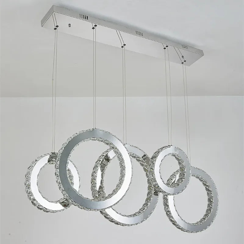 Afralia™ Crystal Circle LED Pendant Chandelier for Dining Room