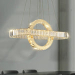 Afralia™ Oval Chrome Gold Steel LED Pendant Lights with Crystals - Dimmable Dining Room Hanging Lamp