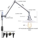 White Glass Swing Arm LED Wall Sconce for Industrial Loft, Coffee, Hallway