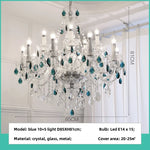 Blue Crystal Chandelier: Luxury E14 Pendant Lights for Living Room and Bedroom