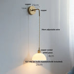 Nordic LED Wall Lamp Pull Chain Copper Glass Stair Light Sconce