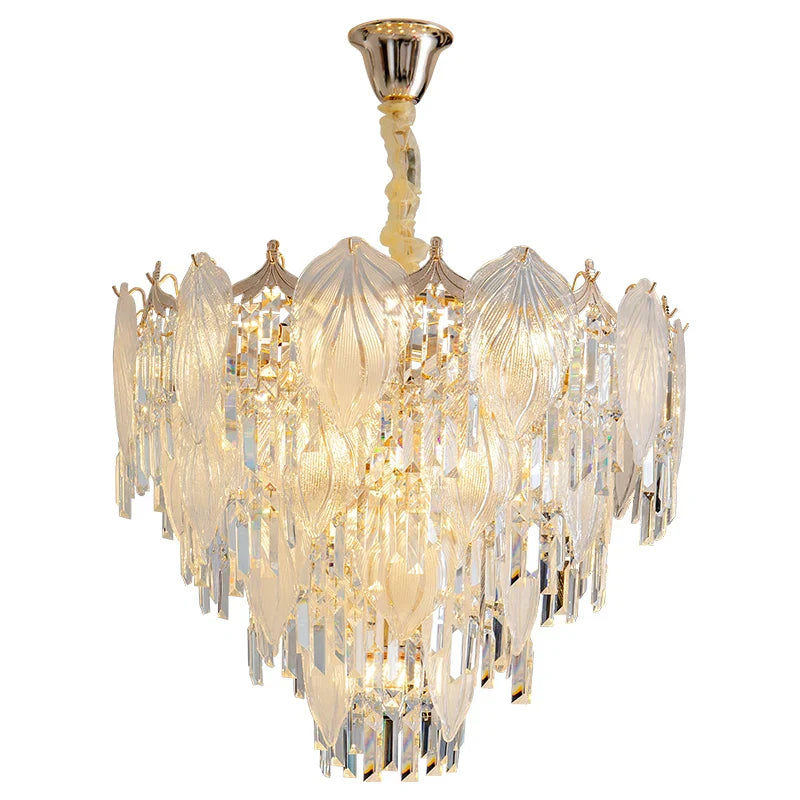 French Crystal Chandelier Cream Wind Lighting Elegant Luxury Lights