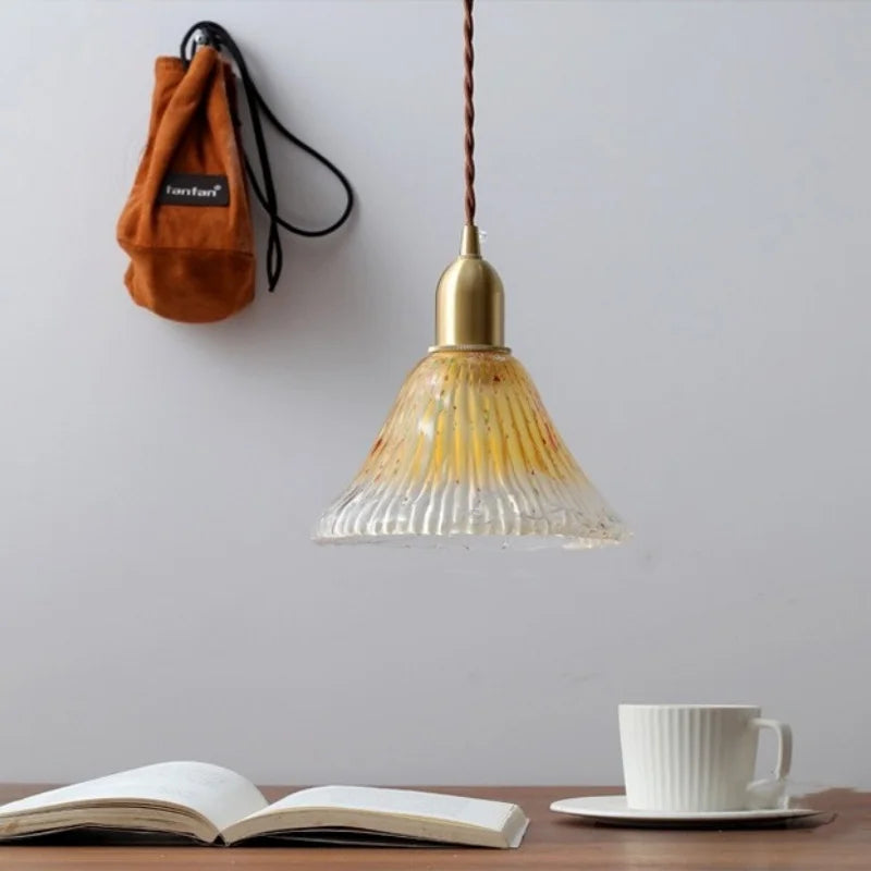 Copper Glass LED Pendant Lamps Modern Style Nordic Hanging Light Fixtures