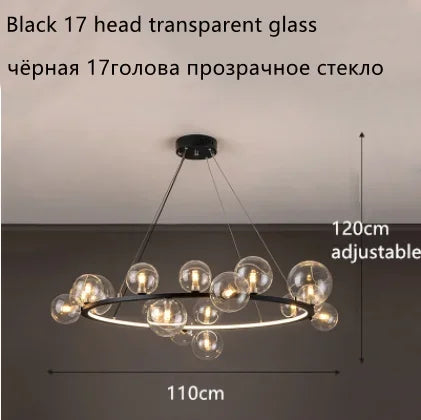 Glass Ball LED Chandelier: Modern Nordic Style for Living, Dining, Kitchen, Study