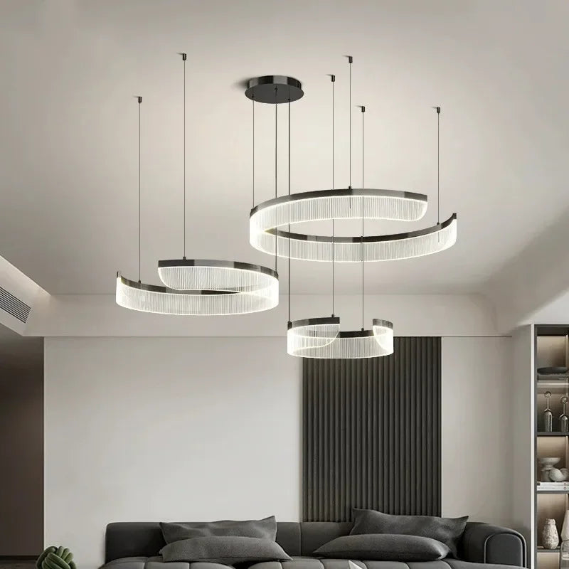 Modern Acrylic LED Semicircle Pendant Light Chandelier for Living Room and Bedroom