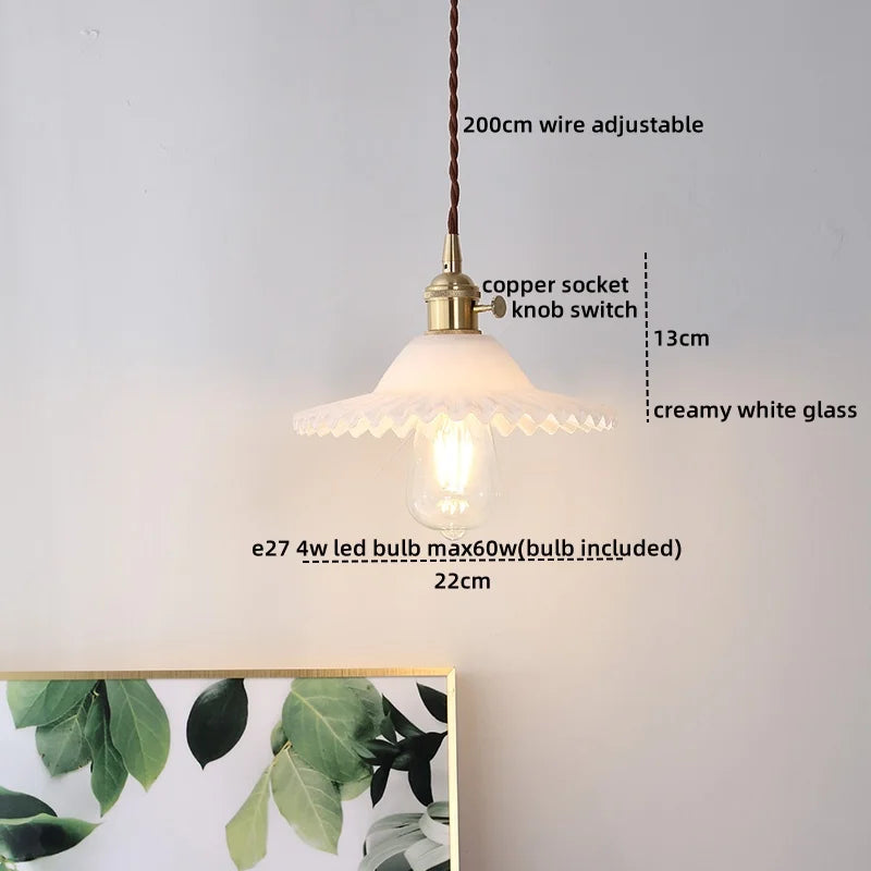 Copper Glass LED Pendant Lights Modern Hanging Lamp for Bar Bedroom Living Room