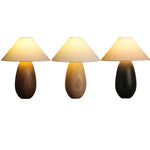 Wooden Mushroom Desk Lamp Black Engraved Table Light for Office Décor