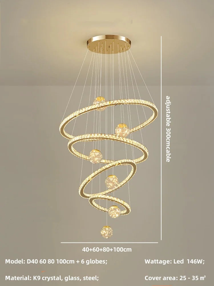 Modern LED Pendant Lights Chandelier for Foyer, Villa, and Stairs