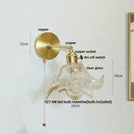 Clear Glass Copper Socket LED Wall Lamp with Pull Chain Switch