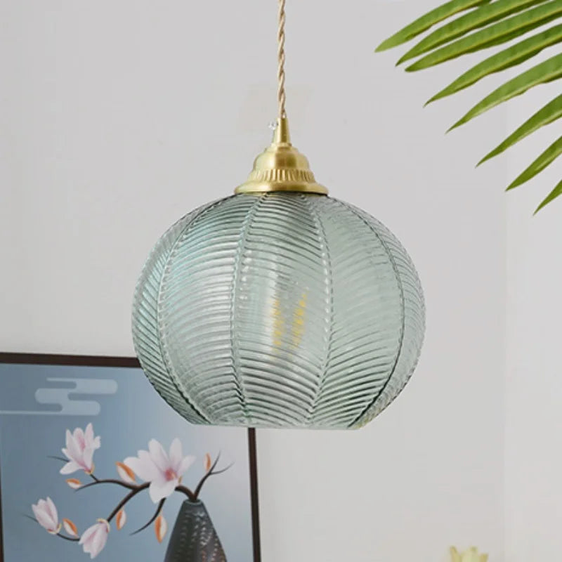 Blue Glass LED Pendant Lamp - Nordic Modern Hanging Light