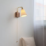 Glass Ceramic LED Wall Sconce, Rotatable Modern Walnut Wood Light