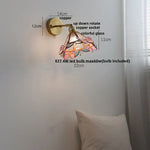 Copper Butterfly Glass Wall Light Fixture Up Down Rotate LED Bedside Lamp