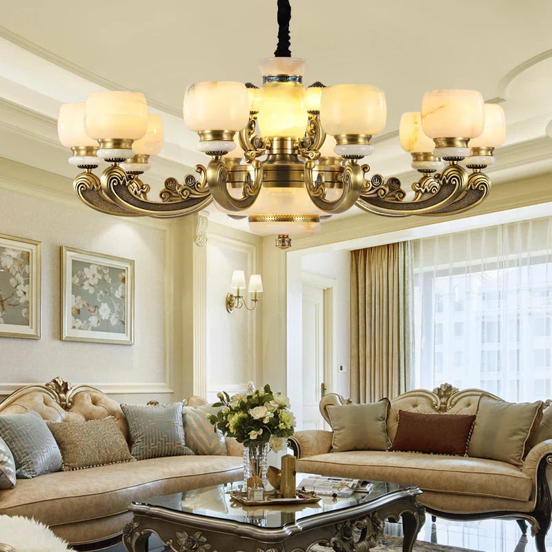 Jade Chandelier: Stylish Chinese Zen Living Room Lamp for Duplex Building by Guangdong Zhongshan