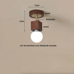 Cube Wood Copper LED Ceiling Light Fixture Vintage Loft Ceiling Lamp