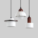 Afralia™ Marble LED Hanging Lights Wood Pendant Lamp for Indoor Home Decor