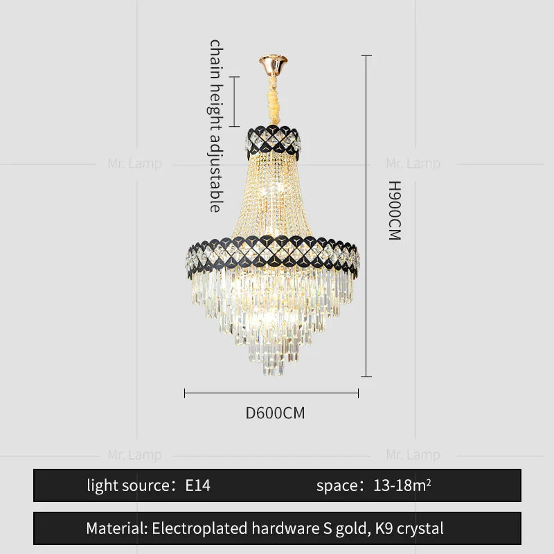 Crystal Chandelier Spiral Staircase Living Room Lamp Texture Design