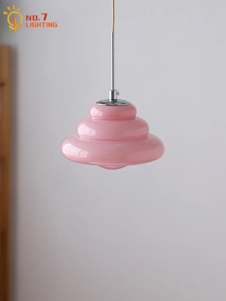 Cream Glass Pendant Lights LED G9 for Girl's Room & Kitchen