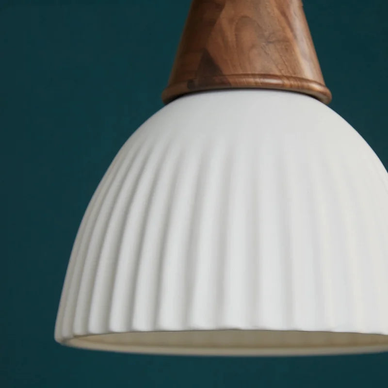 Wood Ceramic LED Pendant Chandelier for Dining Room Bedroom Kitchen Lighting
