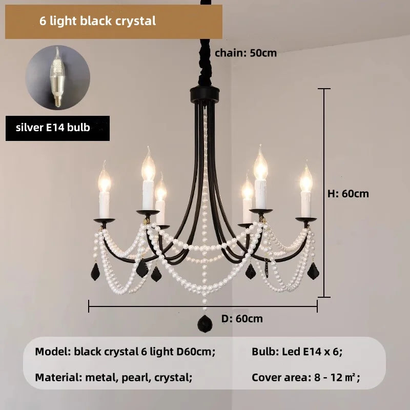 Afralia™ Black Metal Led Candle Chandelier Pendant Lights for Chic Home Decor