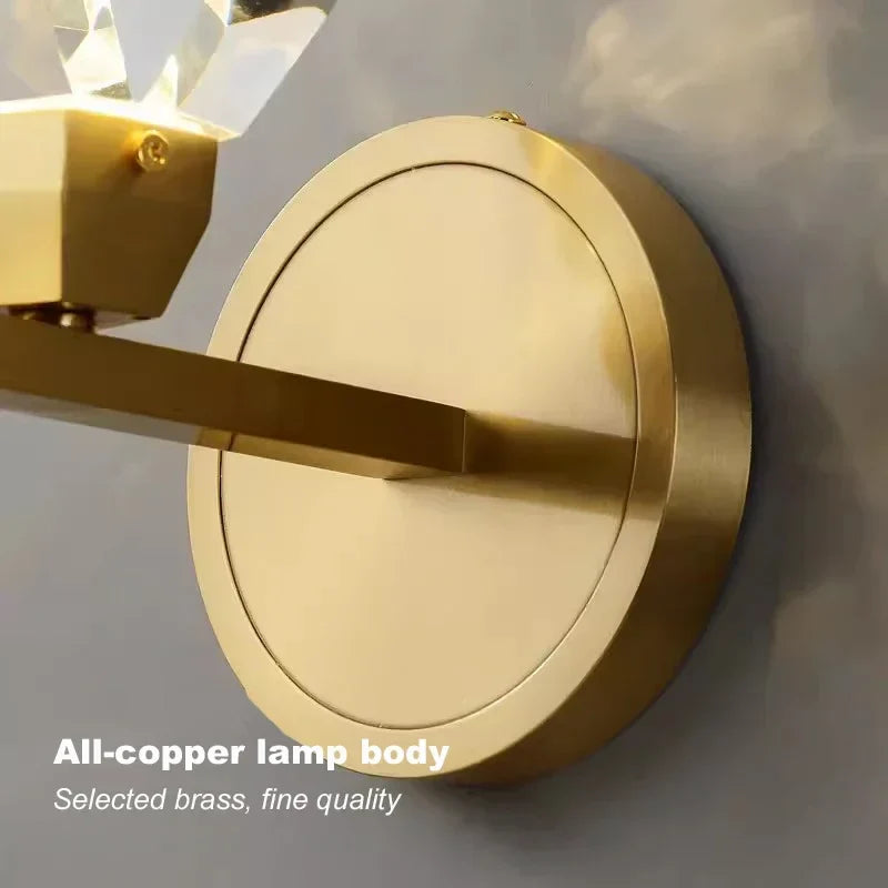 Crystal LED Copper Wall Sconce - Modern Luxury Wall Light Fixture