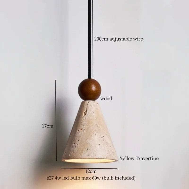 Afralia™ Yellow Travertine LED Pendant Lamp for Nordic Modern Home Décor