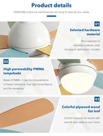 Kids Ceiling Fan with Light and Remote Control, 3-Speed, 5-Blade Helicopter Design