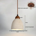 Wood Cement LED Pendant Light Fixture Adjustable Hanging Lamp