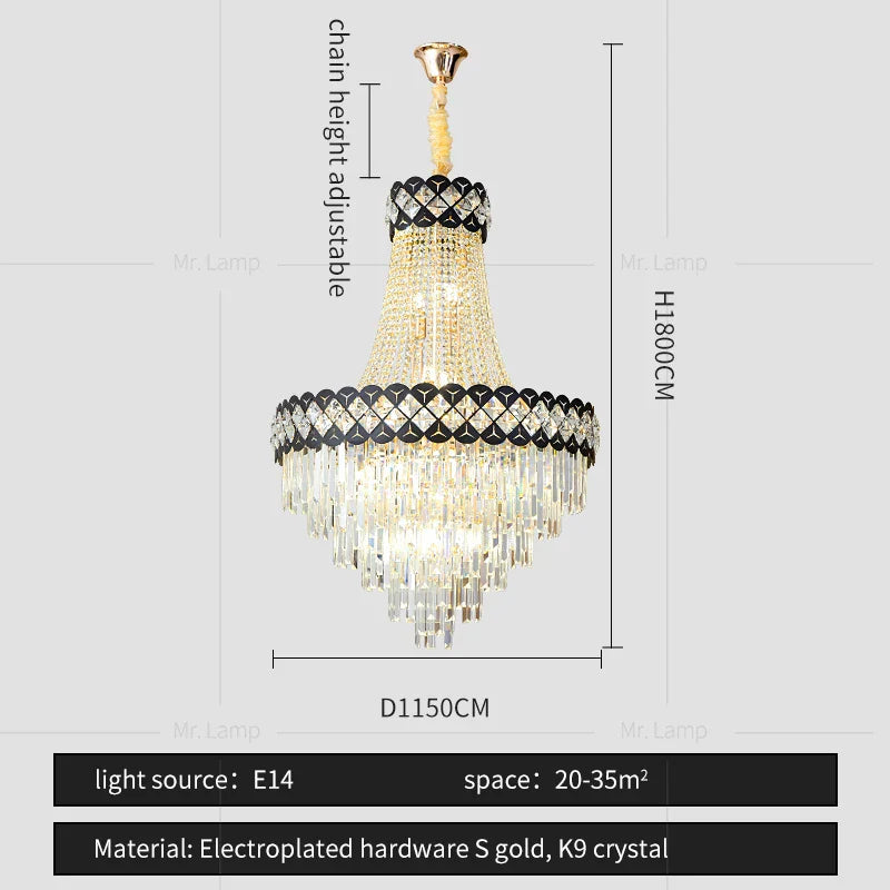 Crystal Chandelier Spiral Staircase Living Room Lamp Texture Design