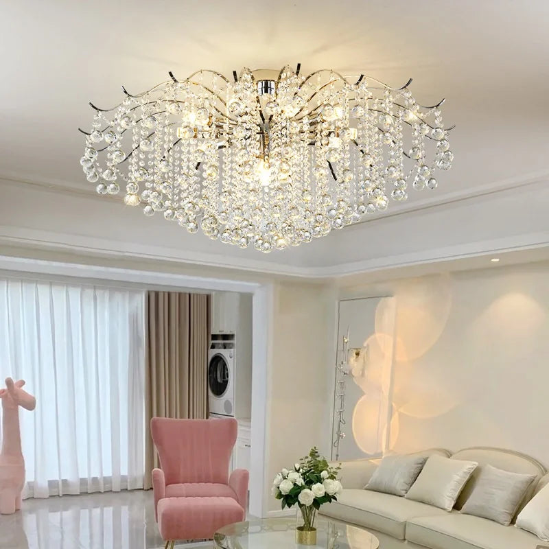 Chrome LED Ceiling Lights E14 Chandelier for Living Room Home Decor