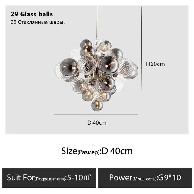 Bubble Glass Ceiling Chandelier Pendant for Living Room Bedroom