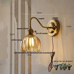 Glass Copper Knob Switch LED Wall Sconce - Modern Nordic Design
