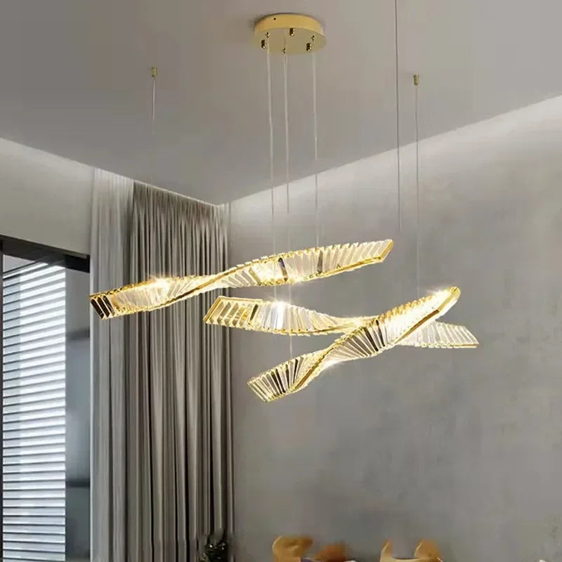 Gold Steel LED Pendant Lights - Luxury Dimmable Suspend Lamp