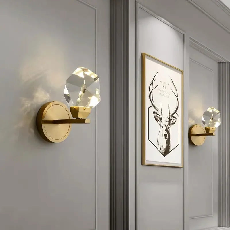 Crystal LED Copper Wall Sconce - Modern Luxury Wall Light Fixture