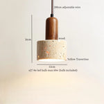 Afralia™ Yellow Travertine Cylinder Stone LED Pendant Lights for Interior Lighting