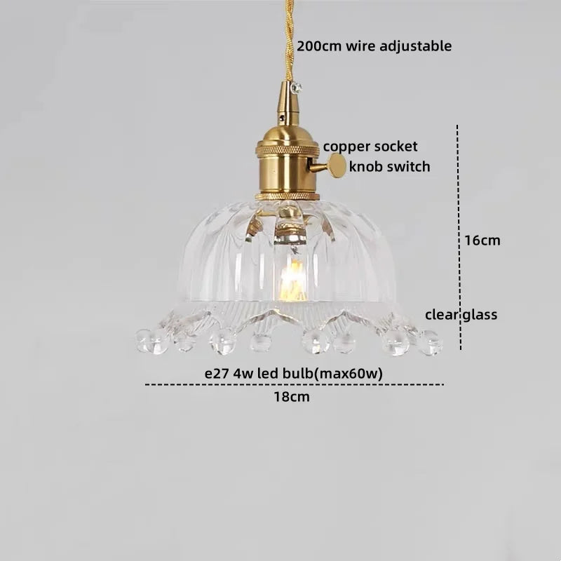 Copper Glass LED Pendant Light for Modern Home Decor - Hanging Lamp